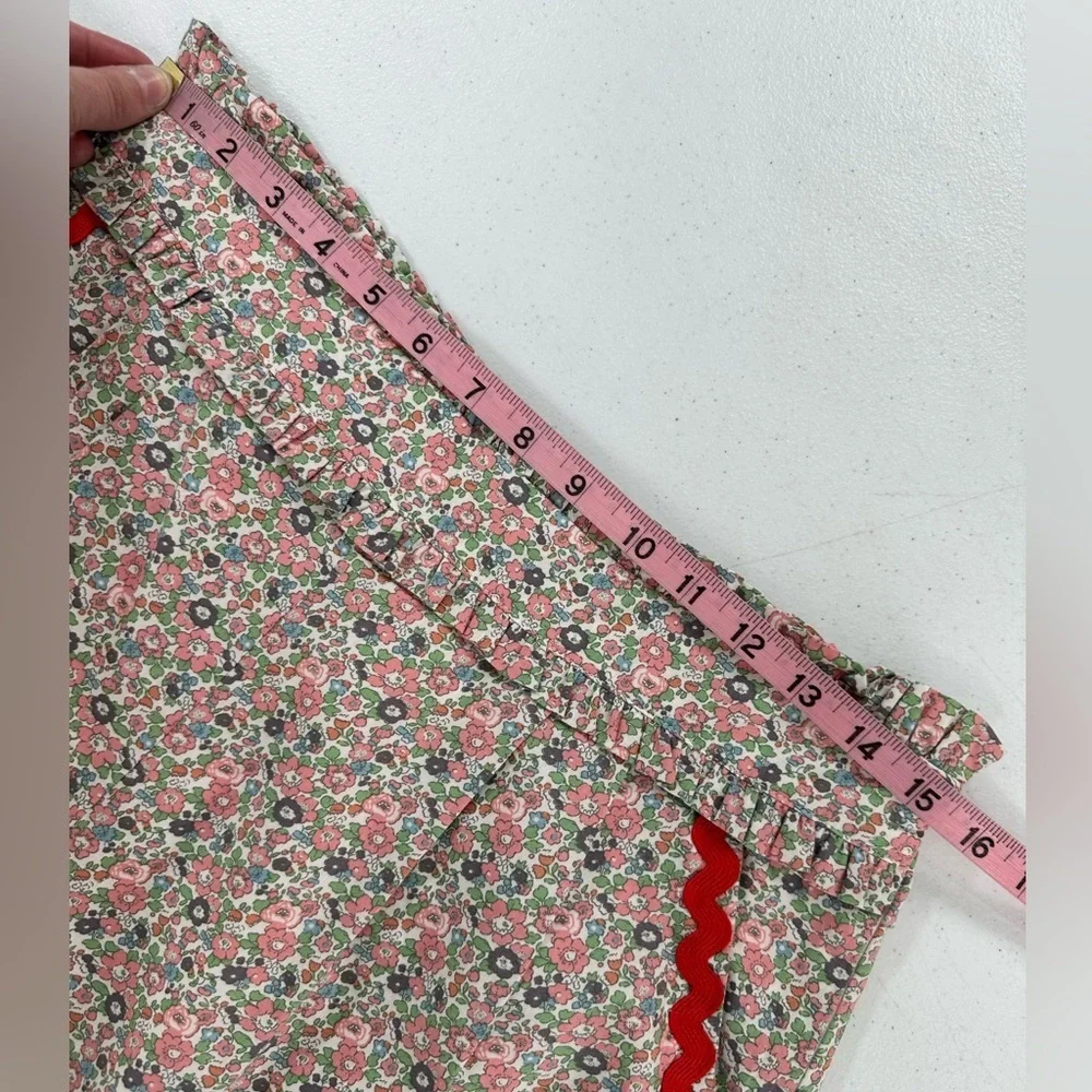 English Factory Micro Floral Ruffle Waist Shorts Red Trim Cottagecore Size Large